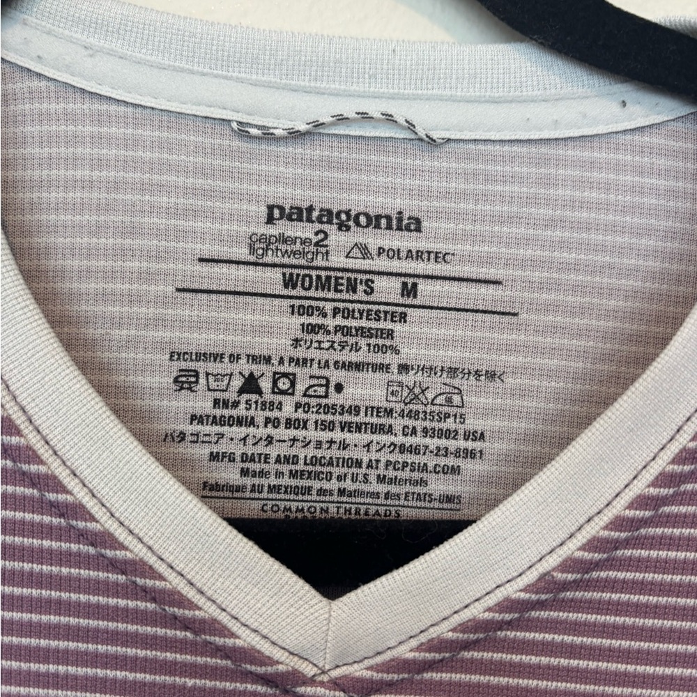 Patagonia Capilene Lightweight Lavender Striped Top Medium - Picture 4 of 4